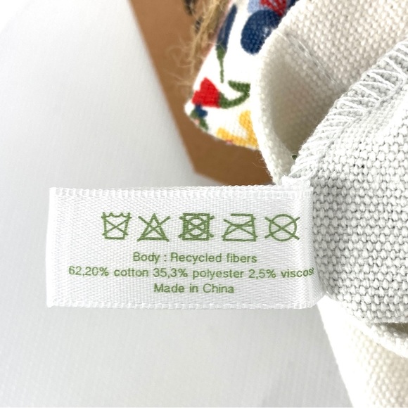 CLARINS Feed Ten Canvas Tote Bag Recycled
Floral Handle White Green - NWT - Picture 11 of 14